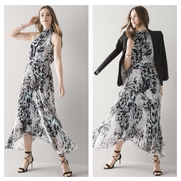 White House Black Market Dresses & Skirts - White House Black Market Pleated Halter Midi Dress Size 14